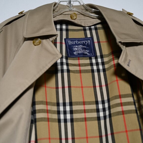 Burberry Men's Tan Nova Check Wool Lined Car Trench Coat - Size REGULAR 40 - Picture 6 of 9
